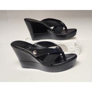 Jessica Simpson JP Quick Faux Leather Wedge Heel Sandals Size 8.5M